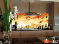 Kính màu ốp bếp có họa tiết