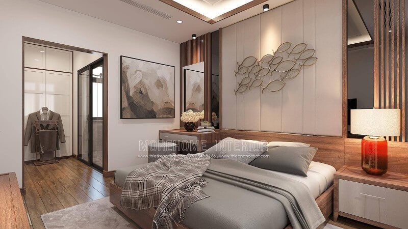 Nếu bạn đang tham khảo về phòng ngủ nam khép kín thì mẫu thiết kế phòng ngủ liền phòng tắm, phòng vệ sinh theo phong cách hiện đại tại biệt thự Vinhomes Imperia Hải Phòng là một gợi ý khá độc đáo. Mẫu nội thất biệt thự đẹp