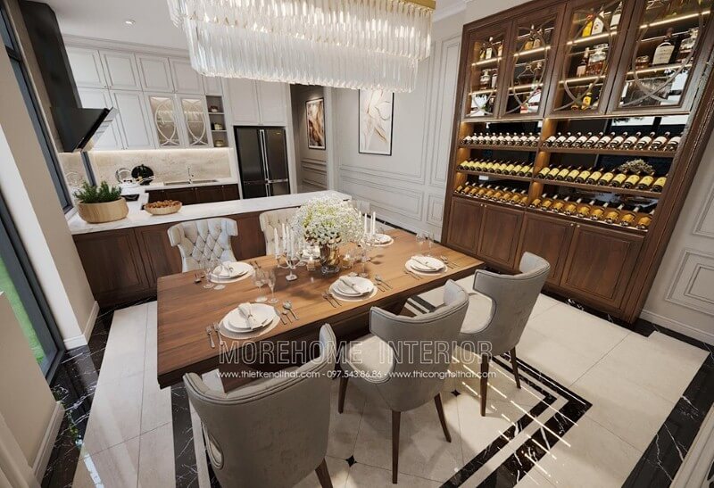 Tủ rượu đẹp sang trọng cho phòng ăn đương đại. Mẫu nội thất biệt thự đẹp