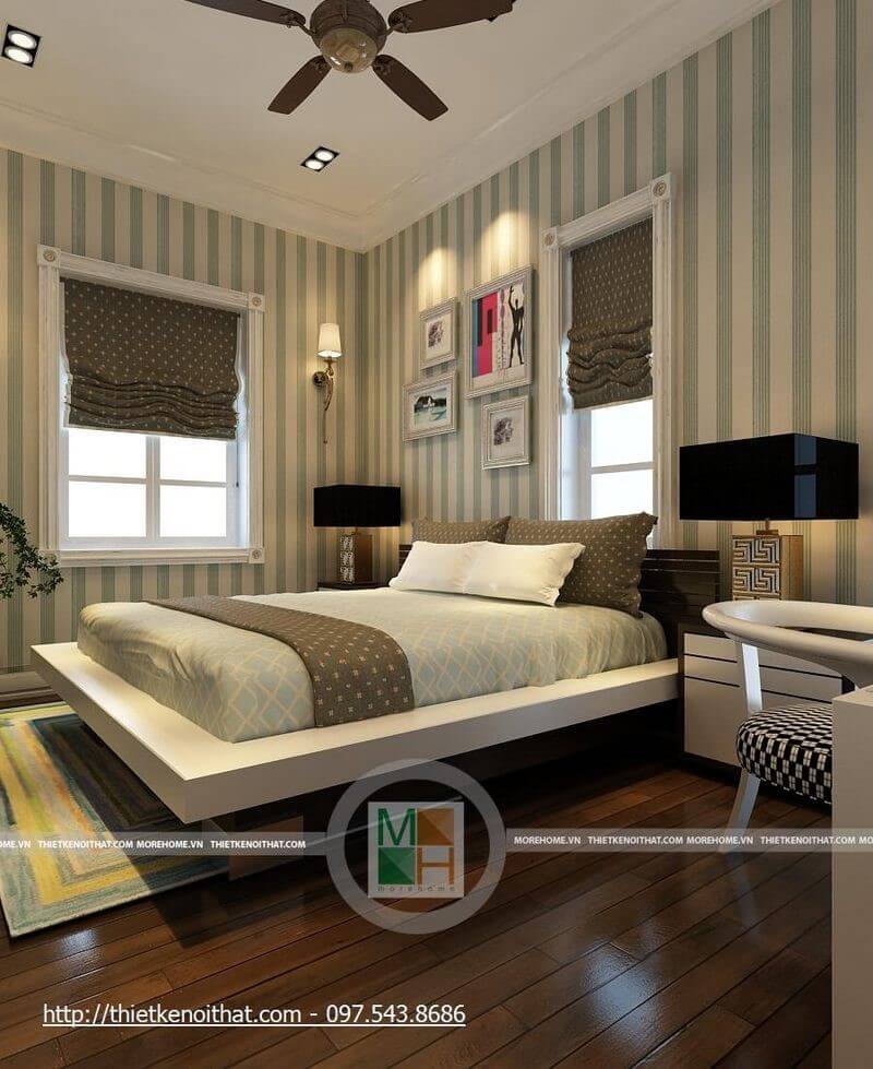 Thiết kế phòng ngủ cho bé với tông màu xanh trắng hiện đại, năng động Mẫu nội thất biệt thự đẹp